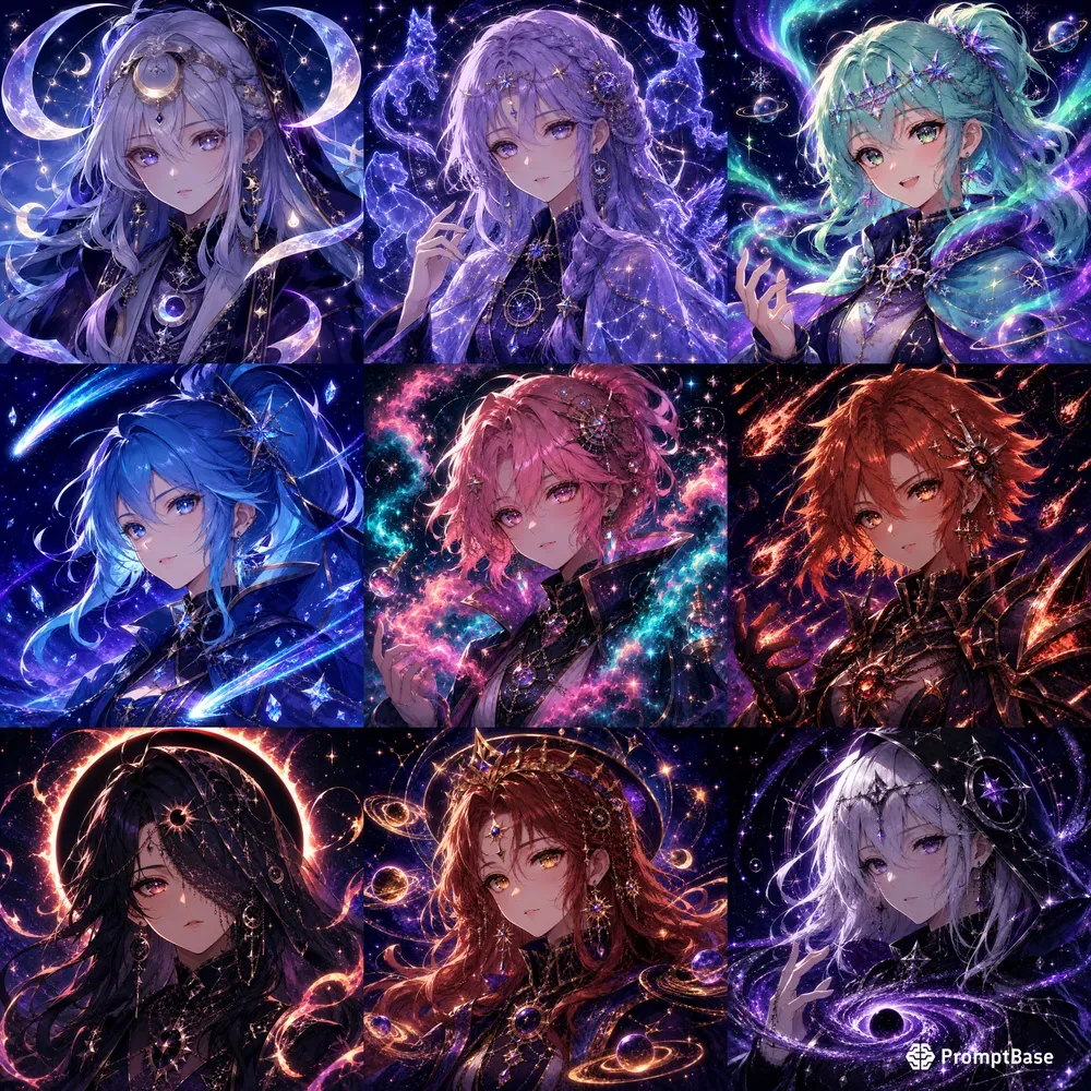 Celestial Anime Witch Avatar Portraits