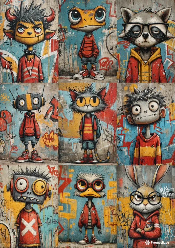 Gritty Graffiti Character Portraits