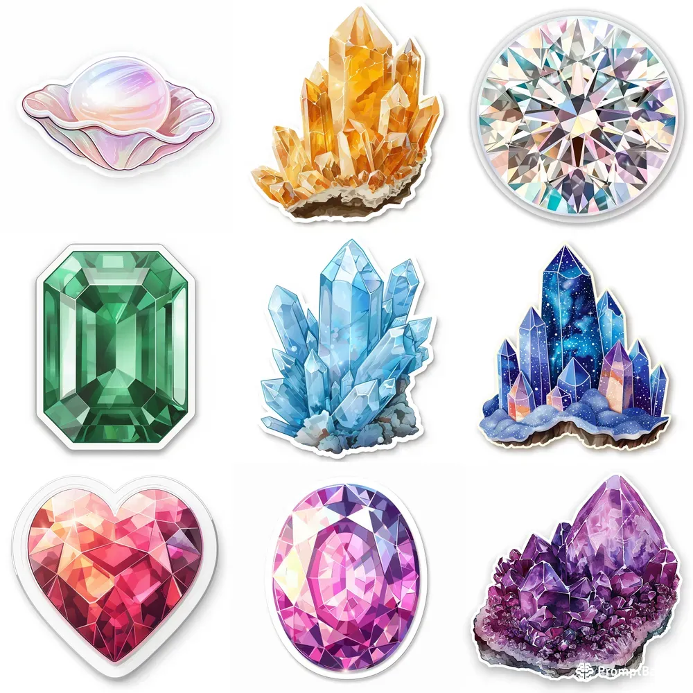 Aesthetic Pastel Gemstone Stickers