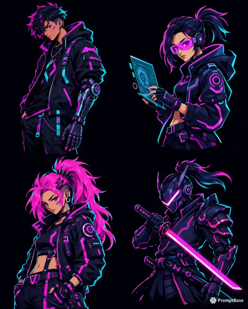 Cyberpunk Anime Vector Character Generator