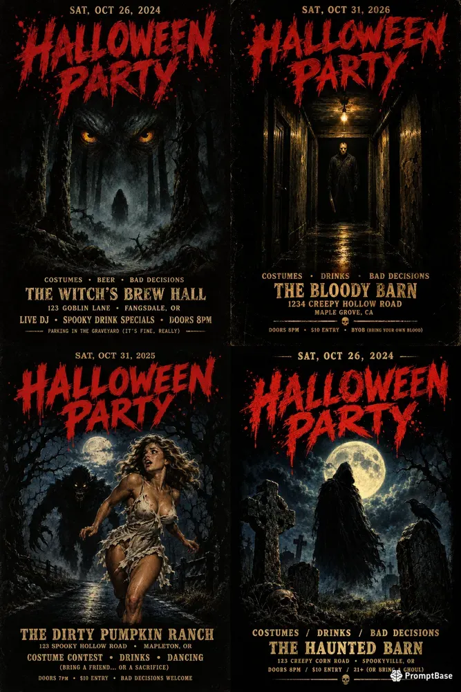 80s Bmovie Halloween Party Posters