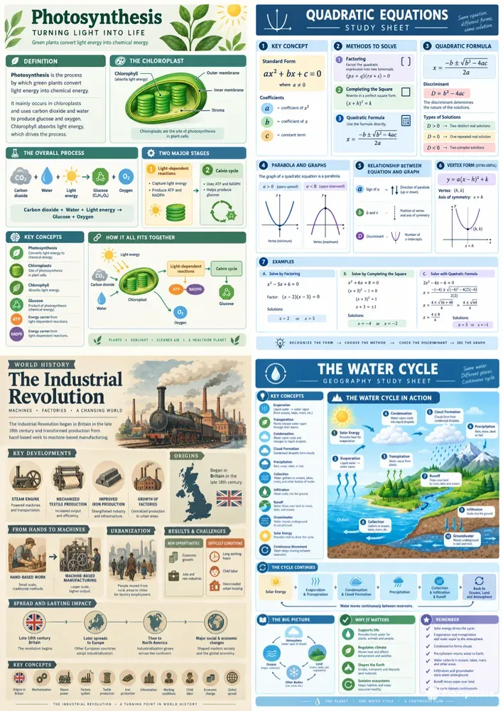 Visual Study Sheet Builders