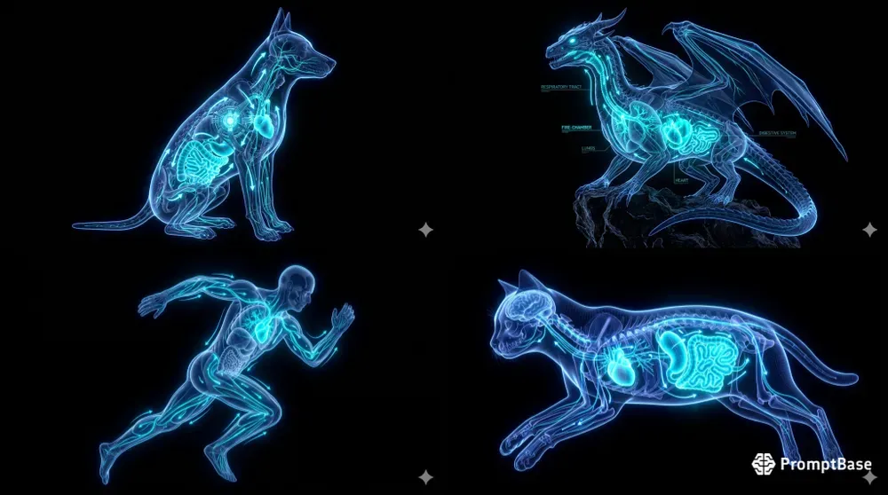 Futuristic Bioluminescent Xray Diagrams