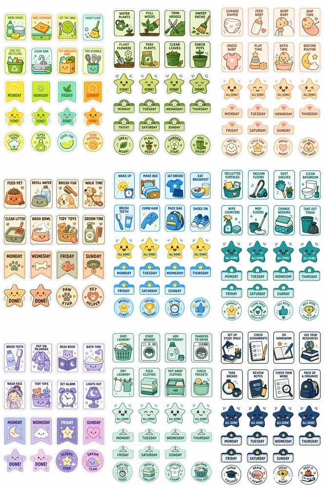 Chore Chart Sticker Sheets