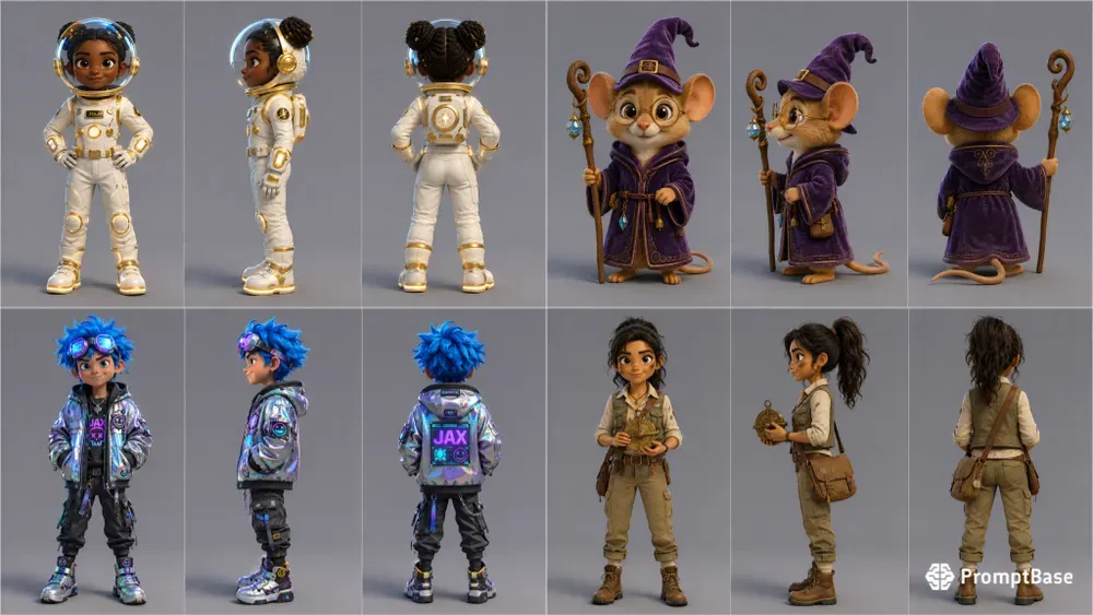 3D Pixar Character Turnarounds