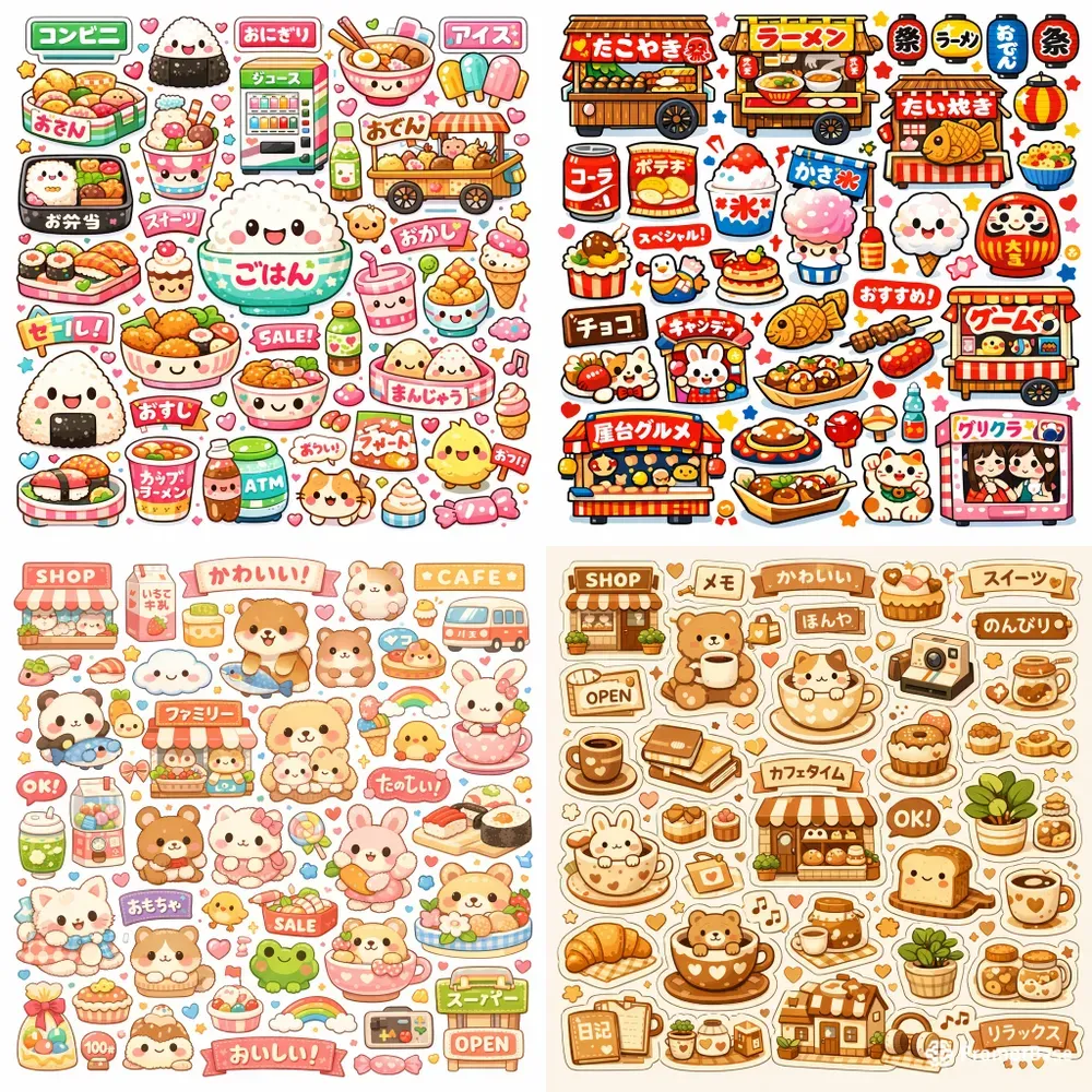 Kawaii Japanese Sticker Collages