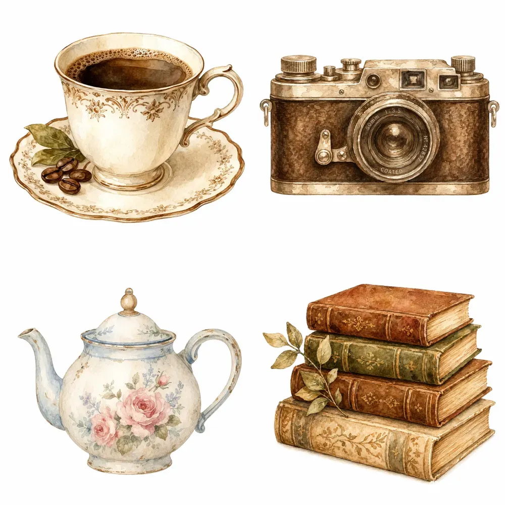 Vintage Object Watercolors