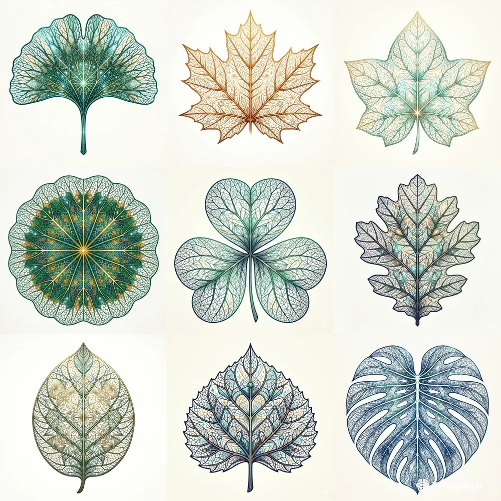 Modern Kaleidoscopic Leaf Veins