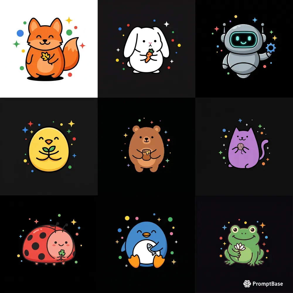 Kawaii Flat Cartoon Character Clipart