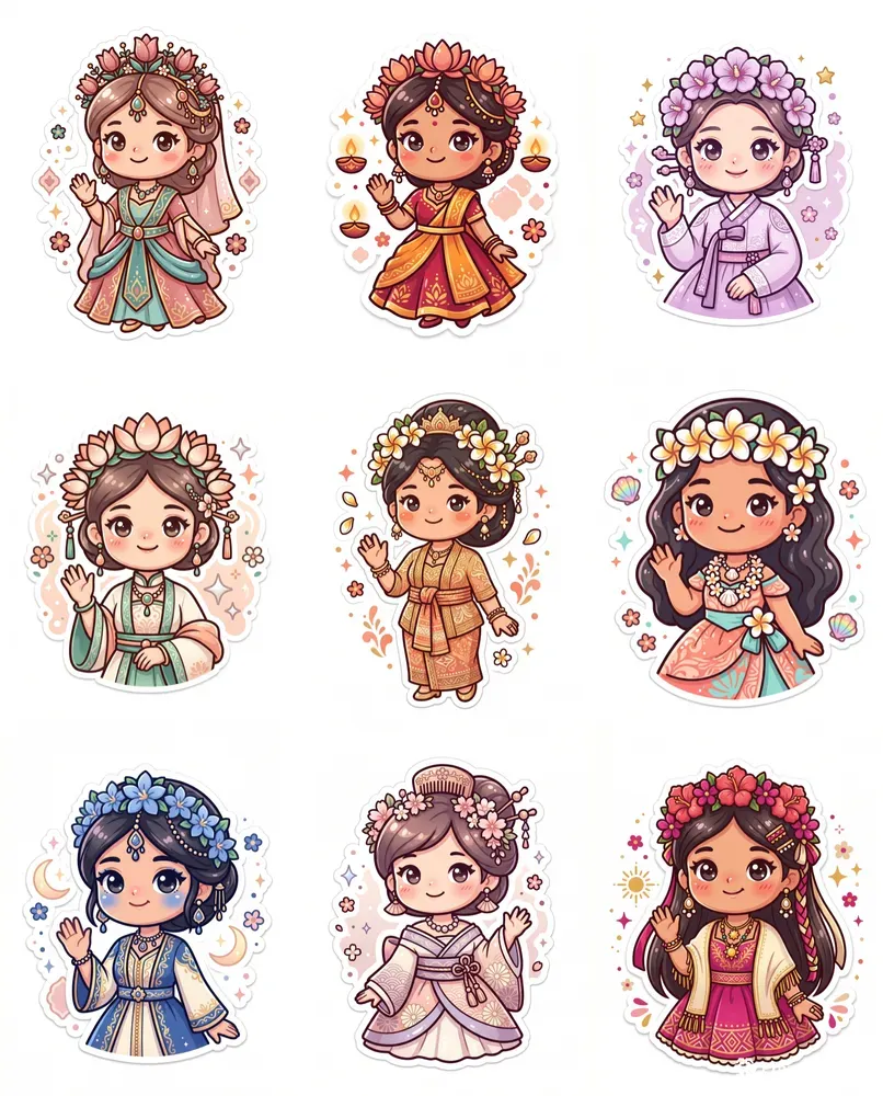 Cultural Princess Sticker Art