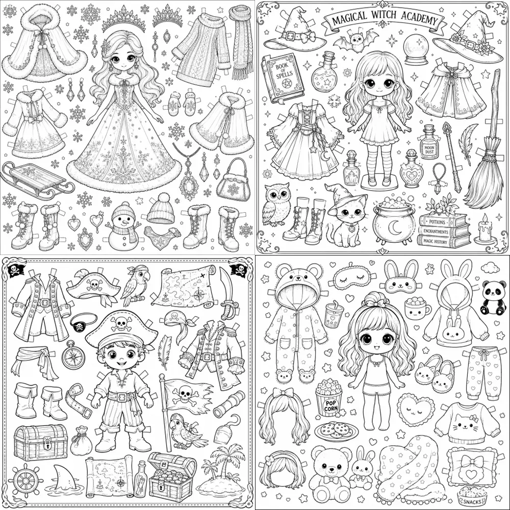 Whimsical Dressup Paper Dolls Cute