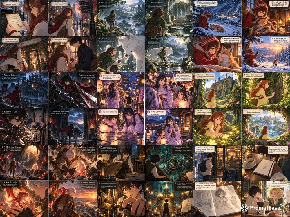 Anime Storytelling Scenes Grids Chat Gpts