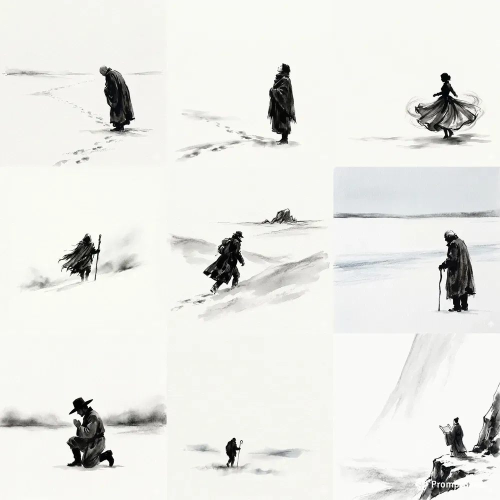 Minimalist Ink Wash Winter Solitudes