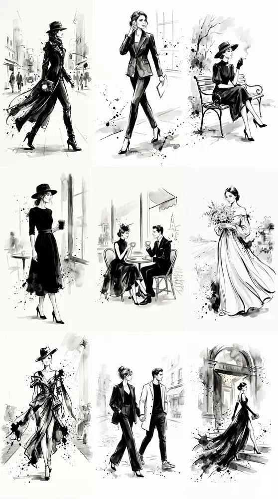Elegant Ink Fashion Story Illustrations
