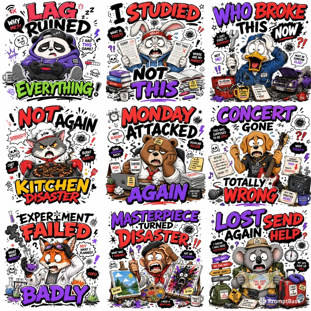 Funny Cartoon Chaos Stickers