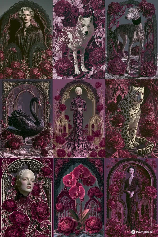 Gothic Lace Peony Couture Art