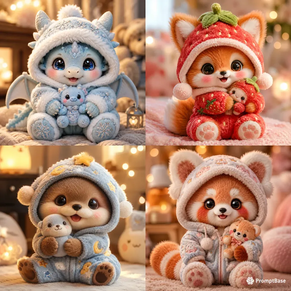 Cute Cozy Plush Character Portraits Magic