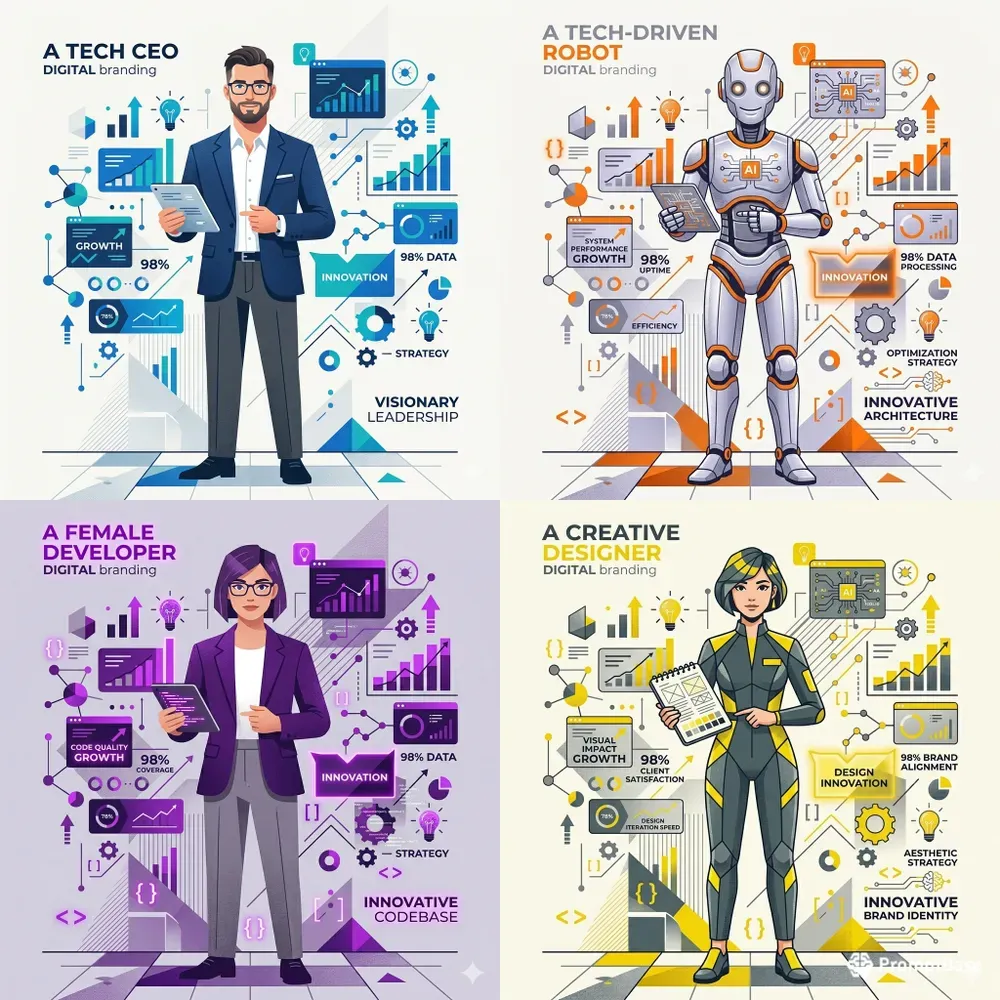 Flat Vector Startup Character Branding