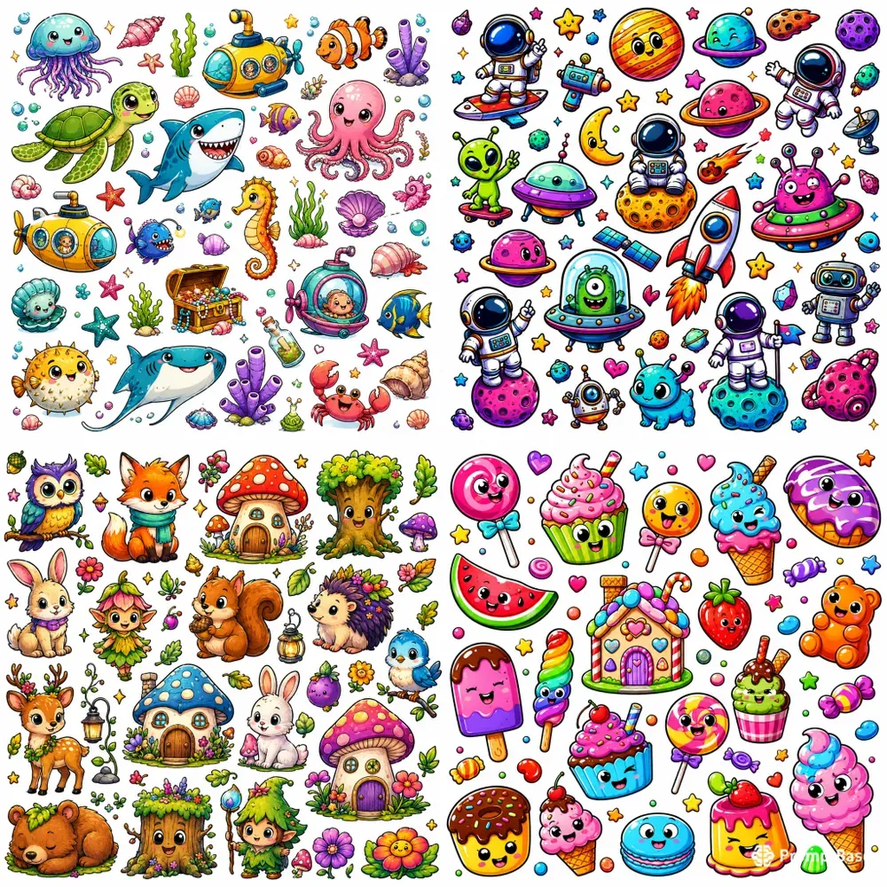 Colorful Doodle Sticker Collections