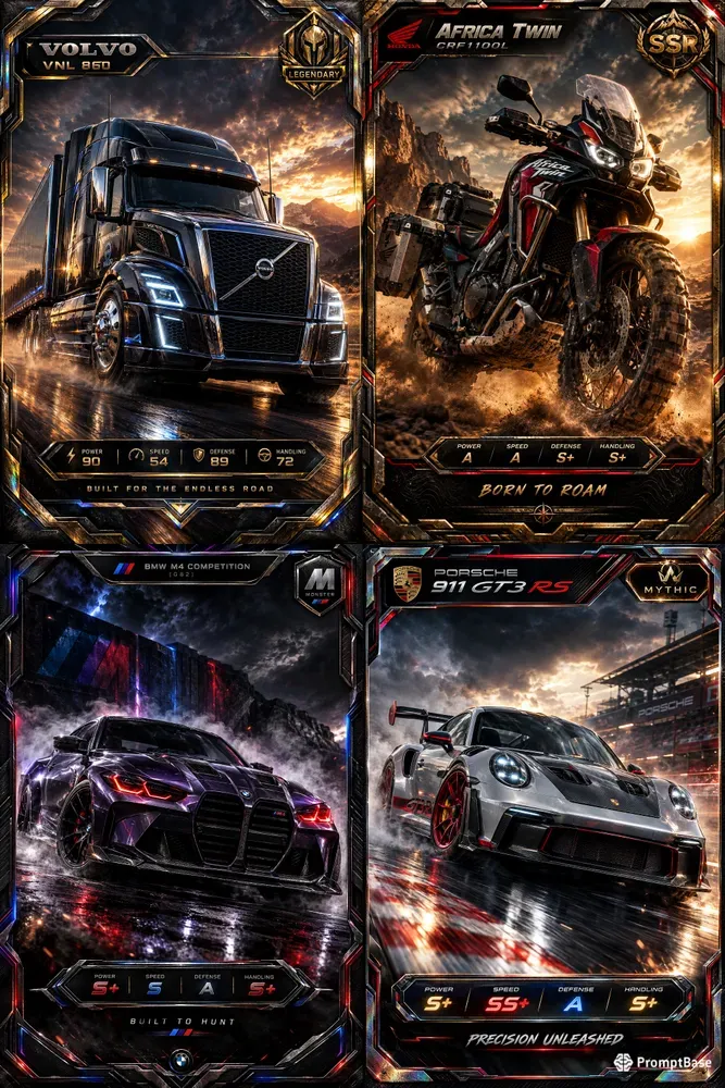 Cinematic Vehicle Trading Card Creations