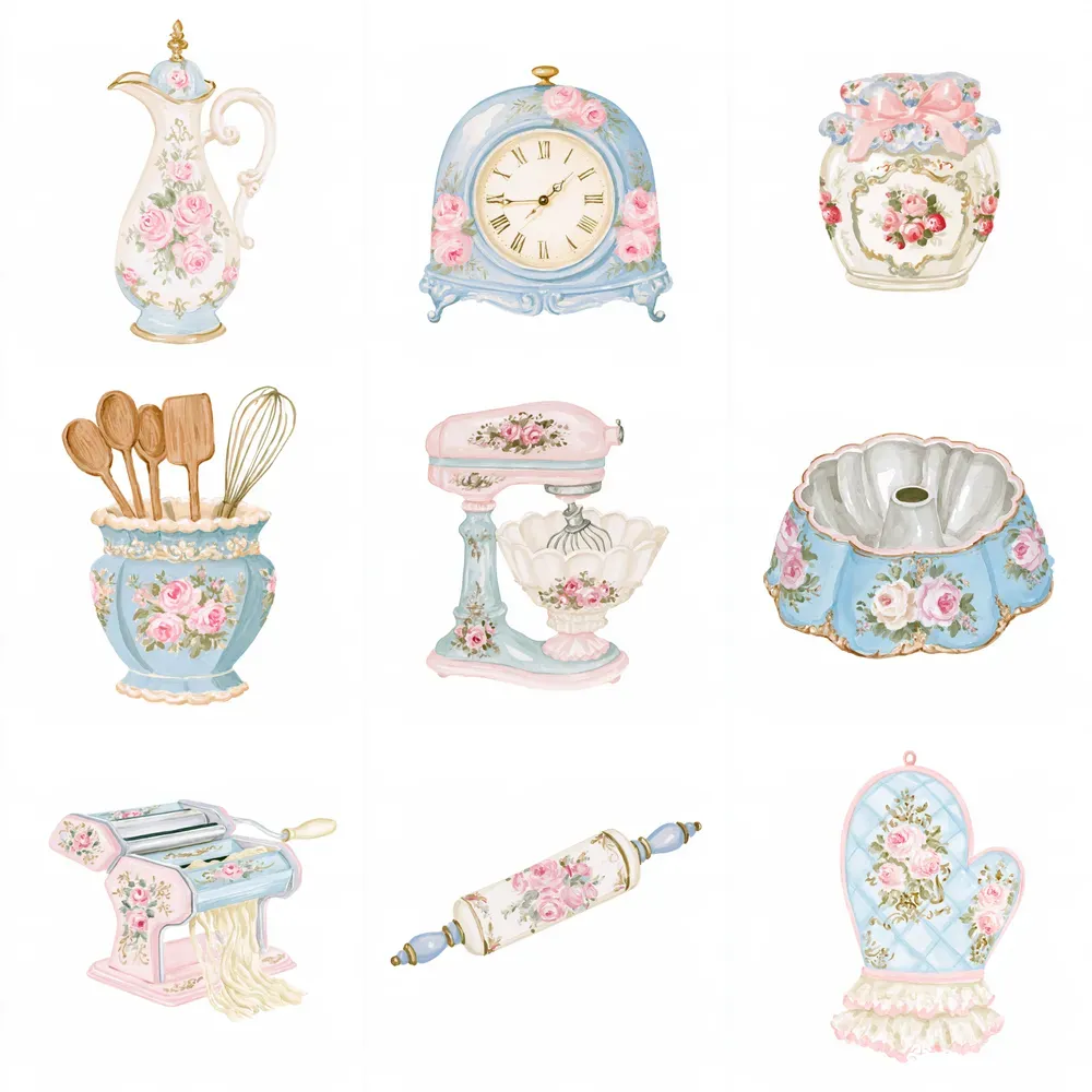 Romantic French Kitchen Watercolors