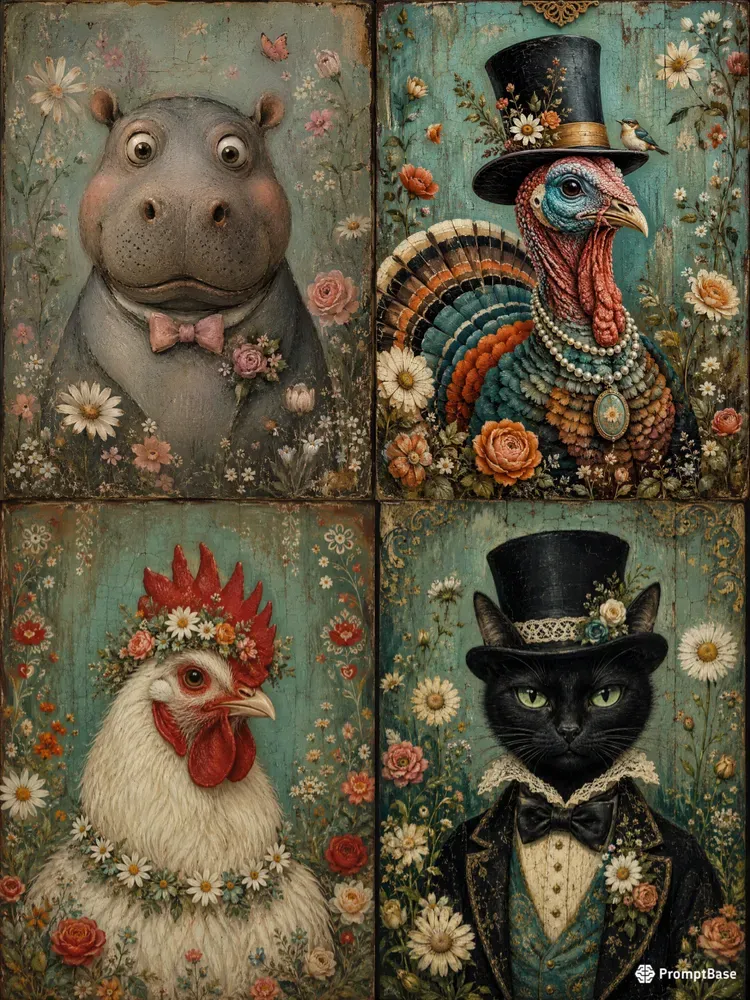 Quirky Dapper Animal Portraits