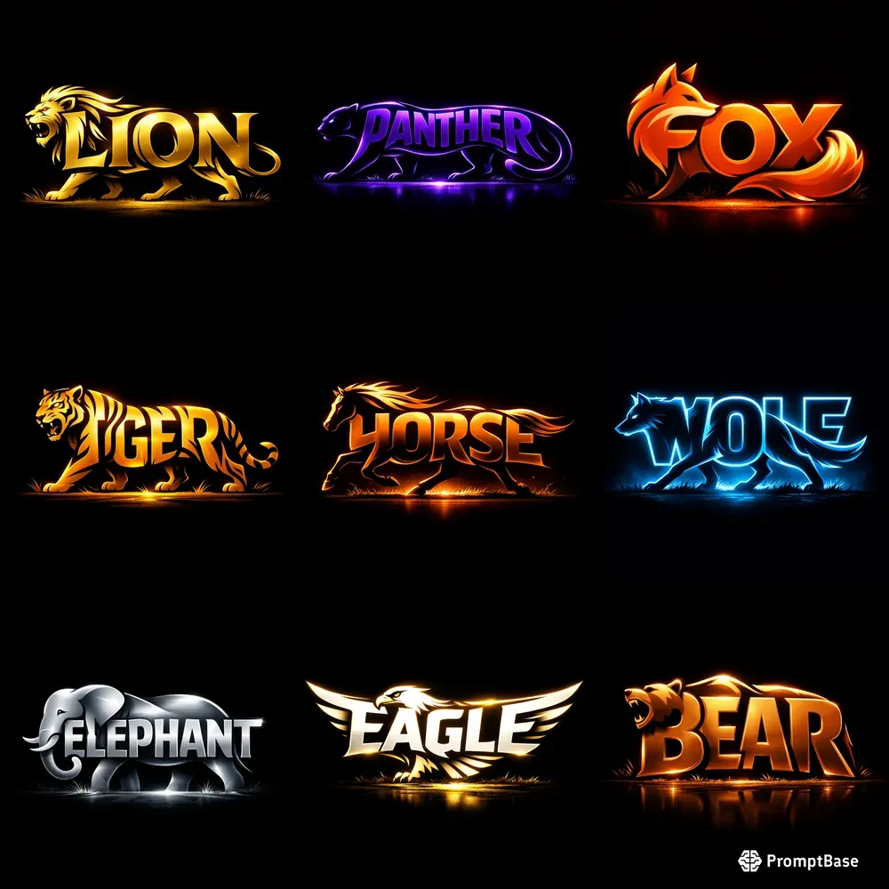 Animal Text Silhouette Logo Packs