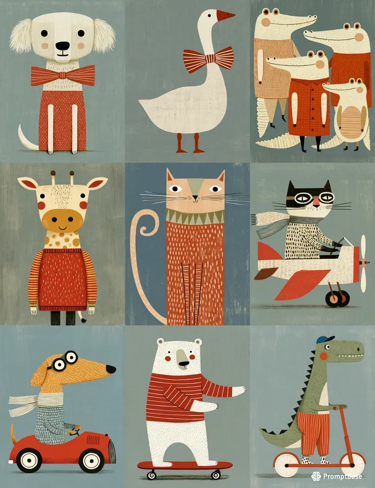 Minimalist Nordic Folk Character Designs