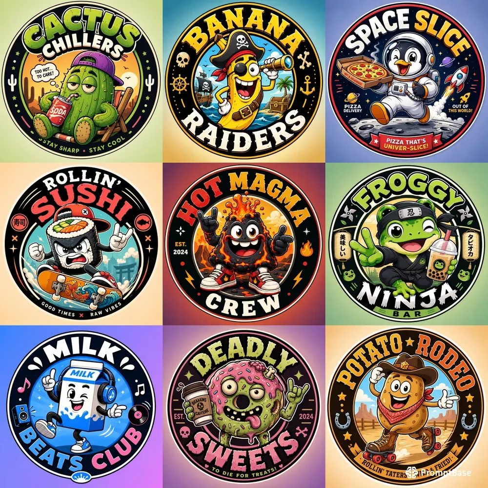 Goofy Mascot Badge Logos Sets