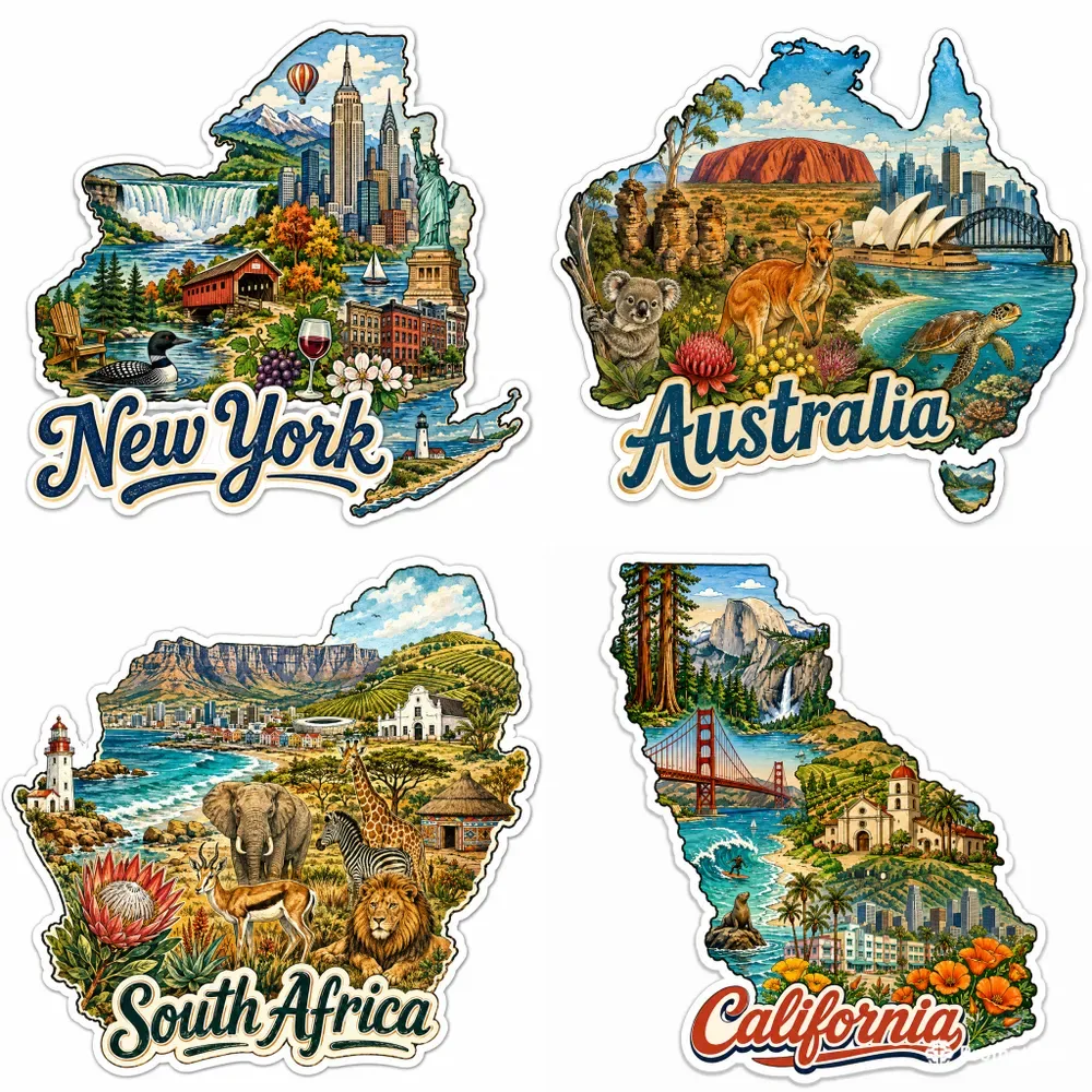 Illustrated Travel Stickers