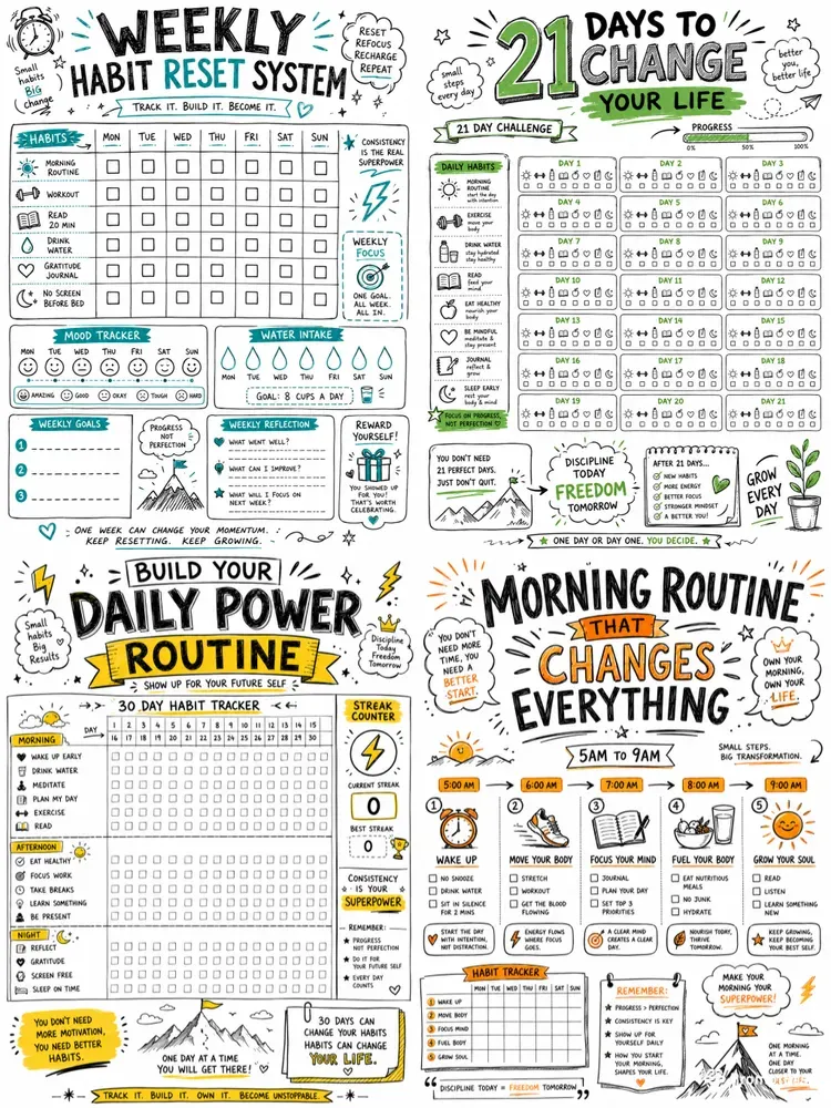 Daily Habit Routine Tracker Sketchnotes