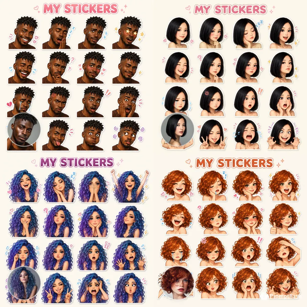 Kawaii Cartoon 4x4 Sticker Sheets