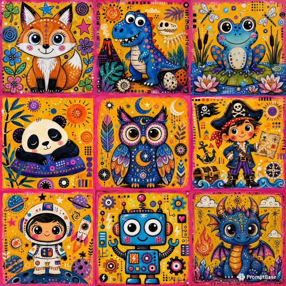 Whimsical Pop Art Characters