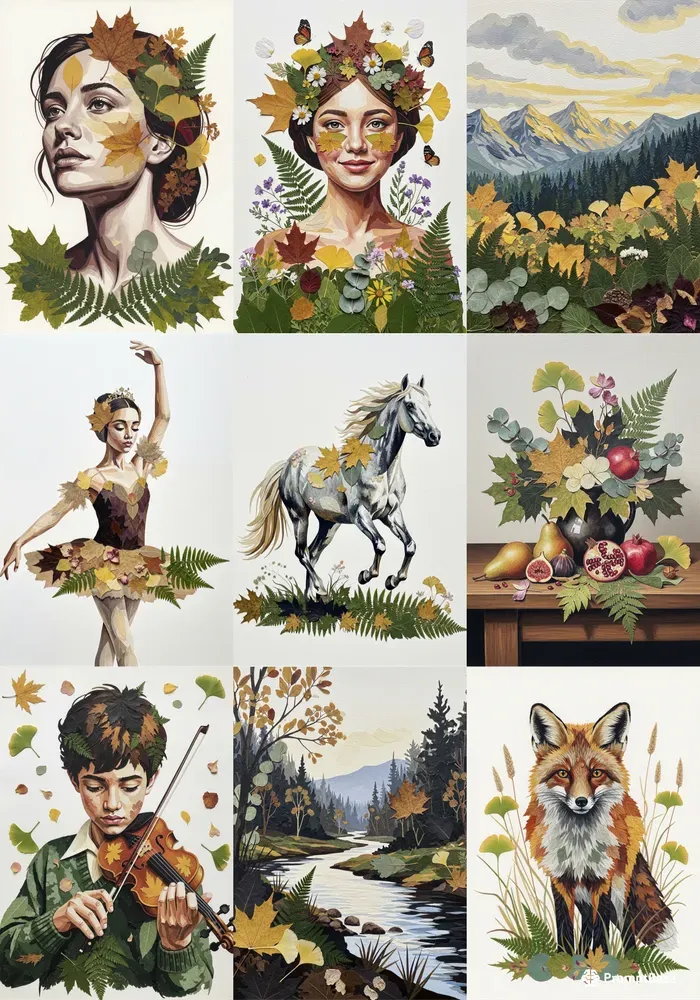 Nature Leaf Collage Art