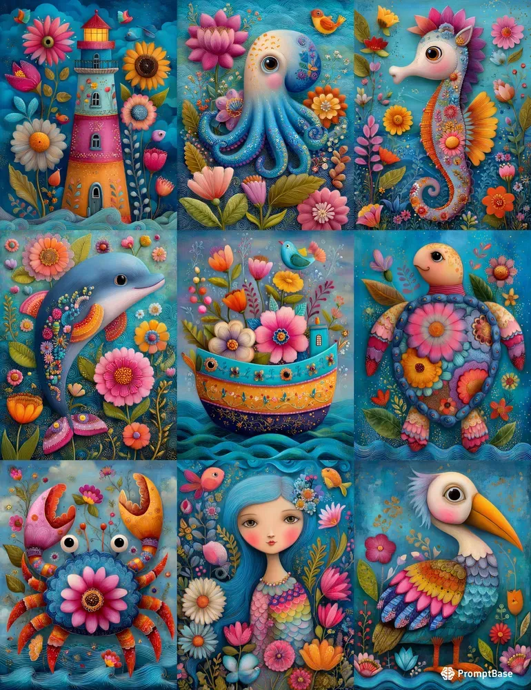 Floral Oceanic Junk Journal Pages