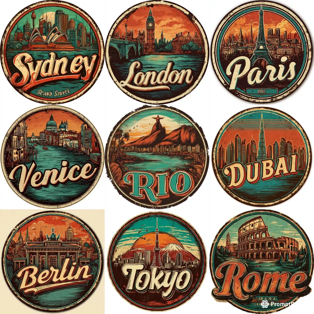 Vintage City Badges