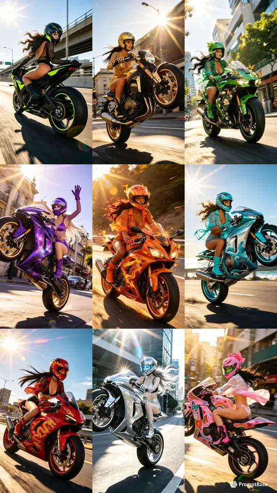 Motorcycle Wheelie Action Shots