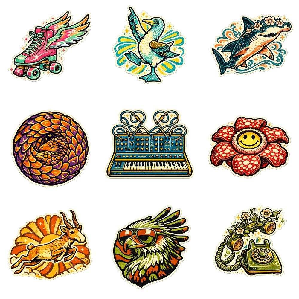 Retro 70s Groovy Vector Sticker Creators