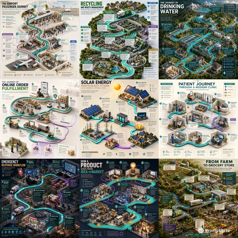 3D Process Flow Infographics