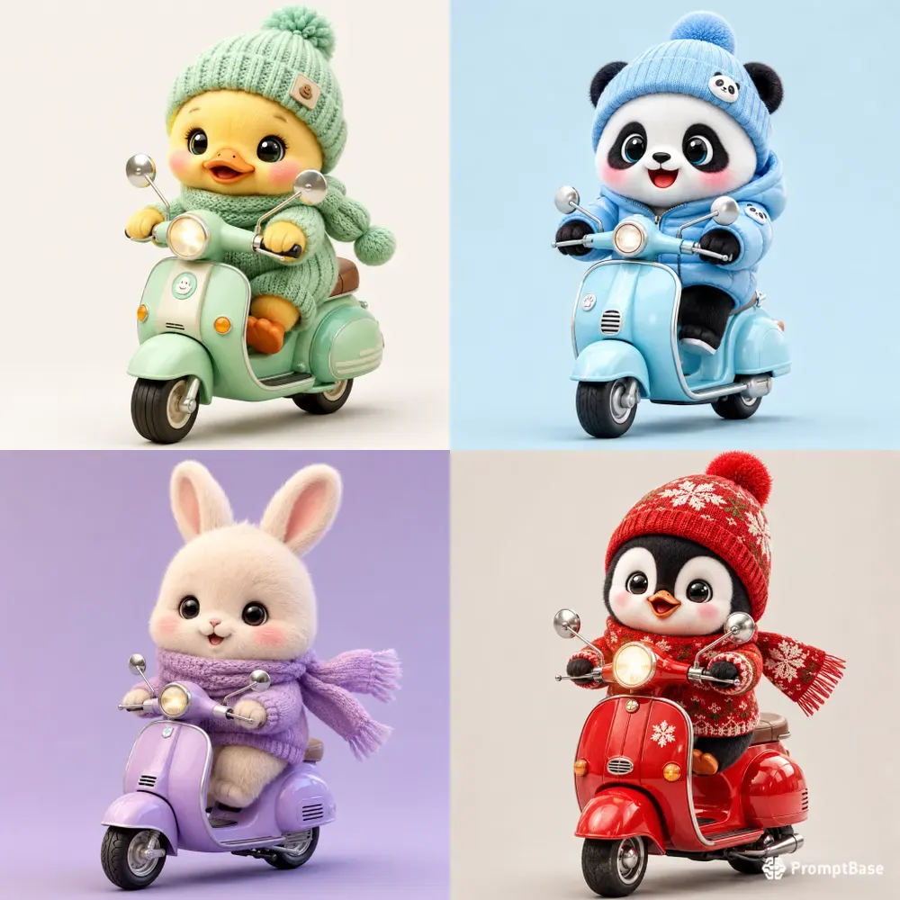 Cute Winter Mascot Scooters