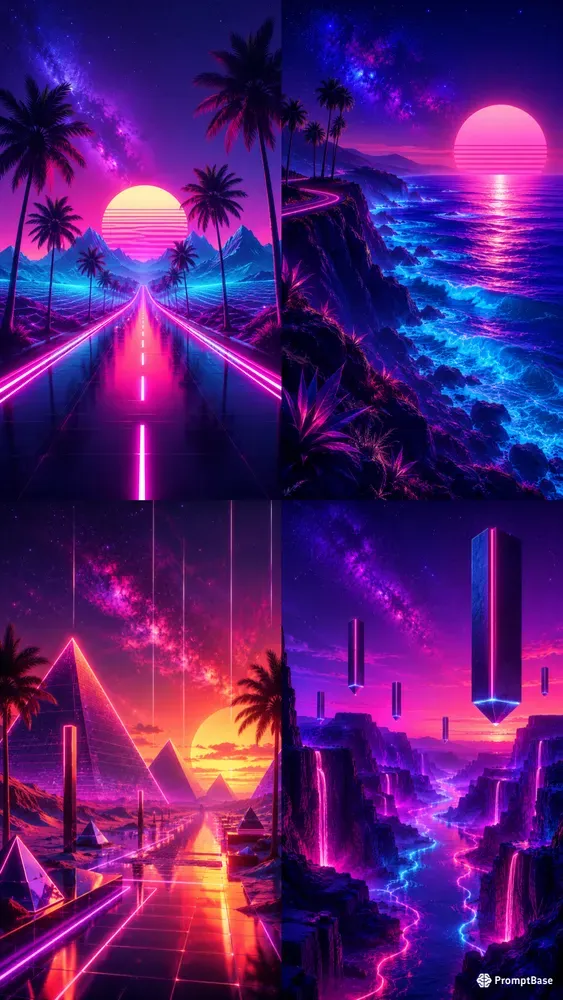 Synthwave Retrofuturistic Landscapes