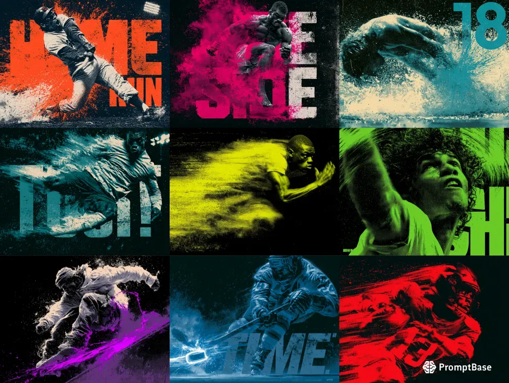 Dynamic Neon Retro Sports Posters