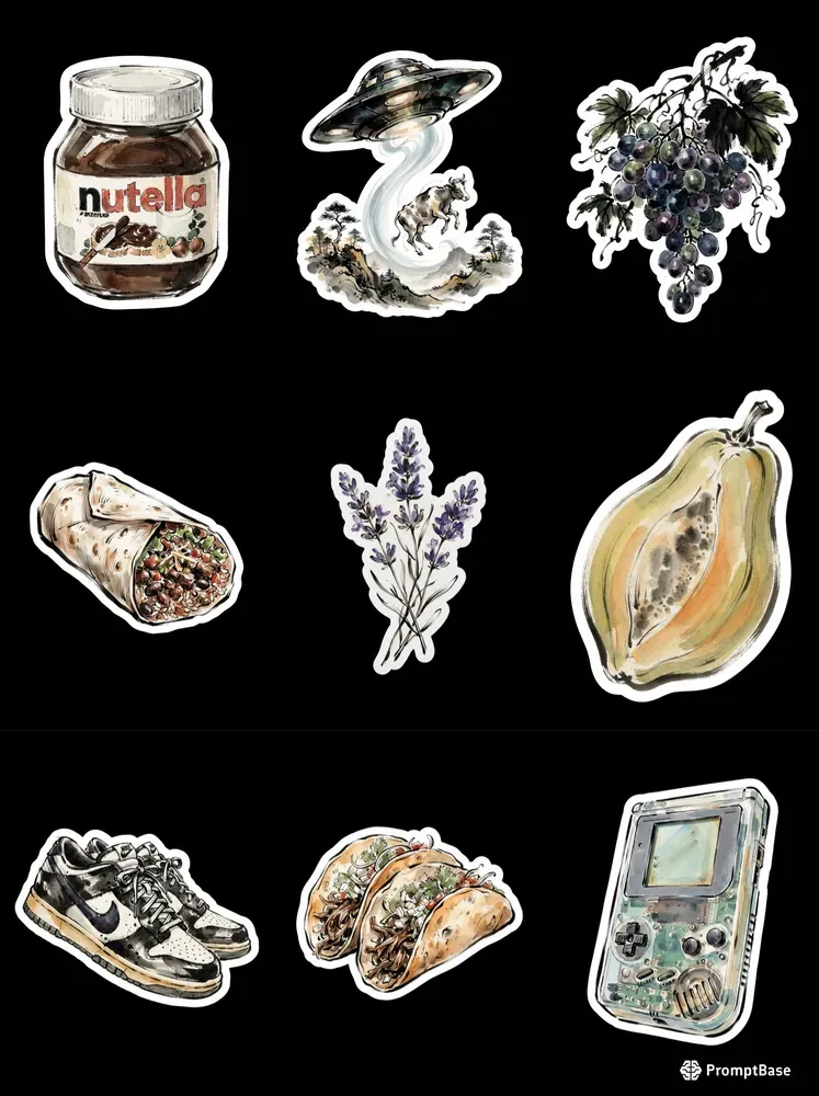 East Asian Ink Wash Stickers