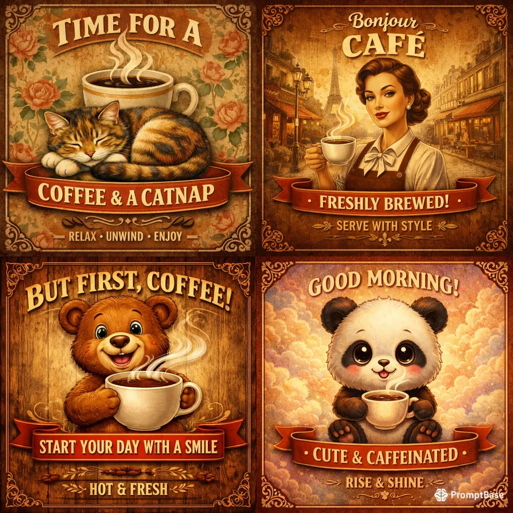 Vintage Coffee Poster Generator Packs