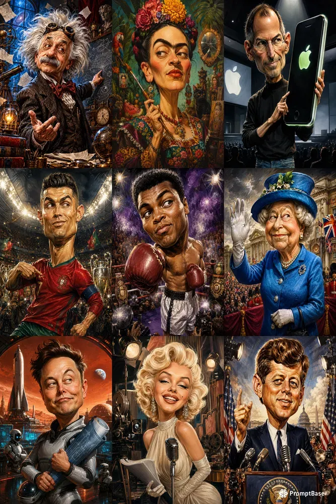 Cinematic Famous People Caricatures