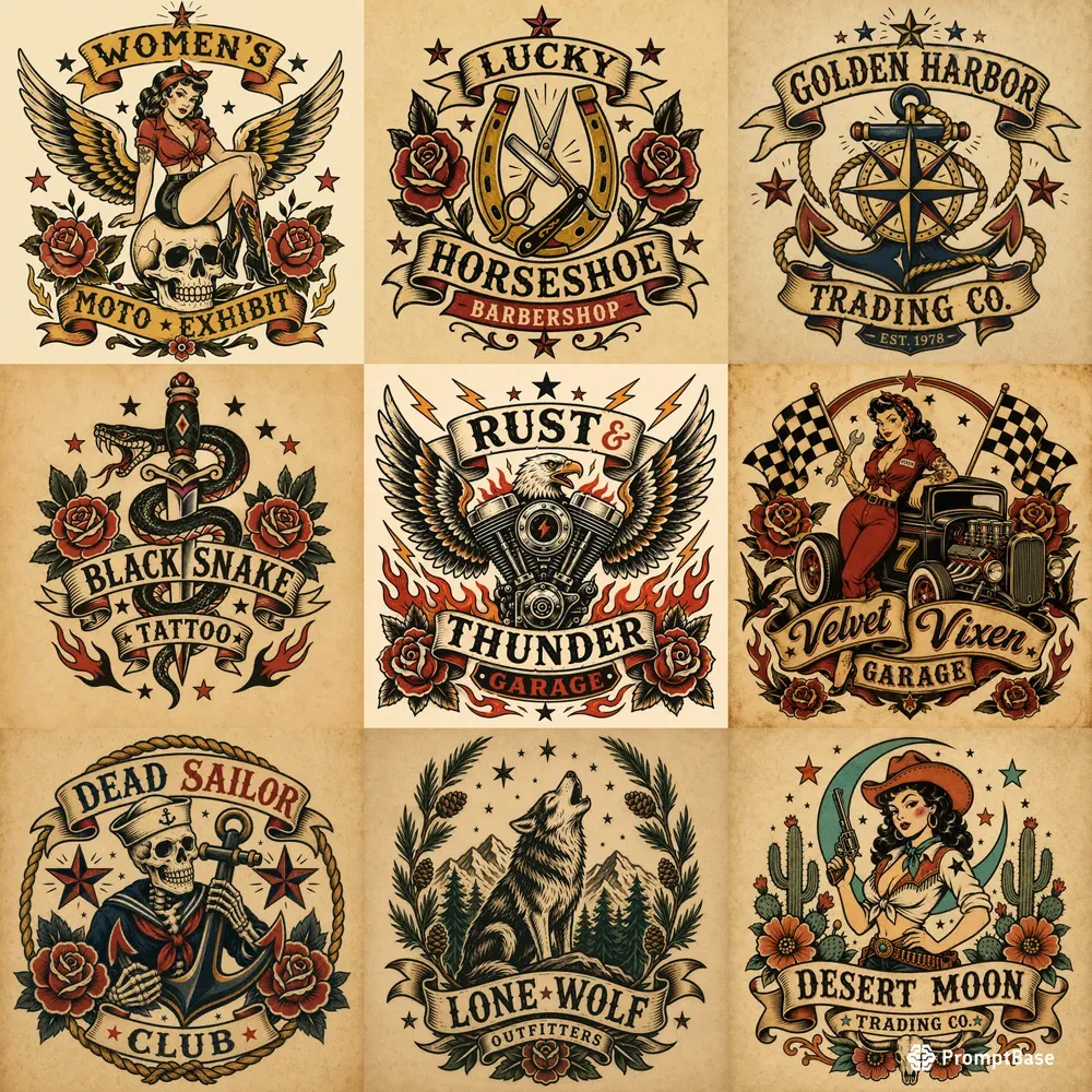 Vintage Biker Tattoo Logo Generator