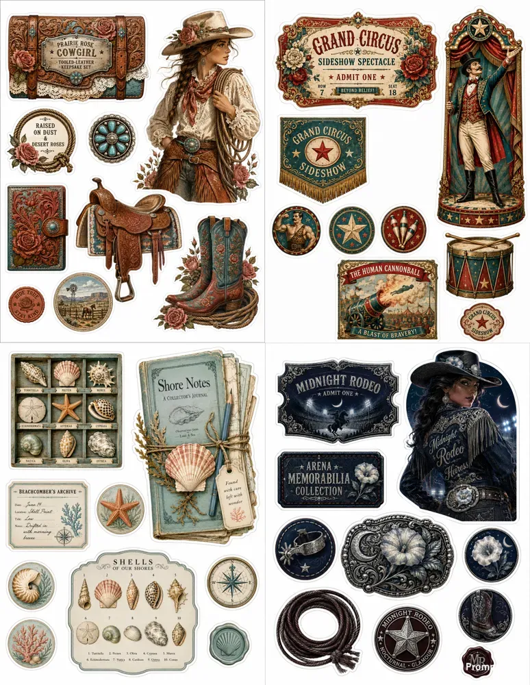 Cowgirl Fussycut Ephemera Sheets