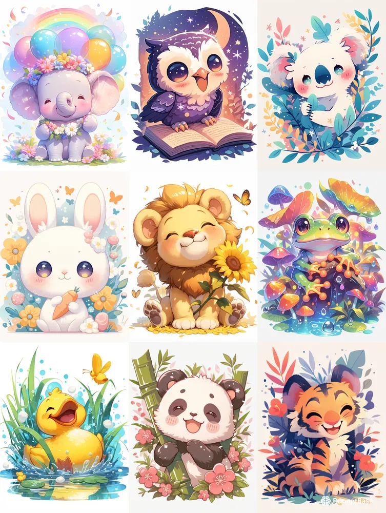 Cute Cartoon Animal Nature Print Packs