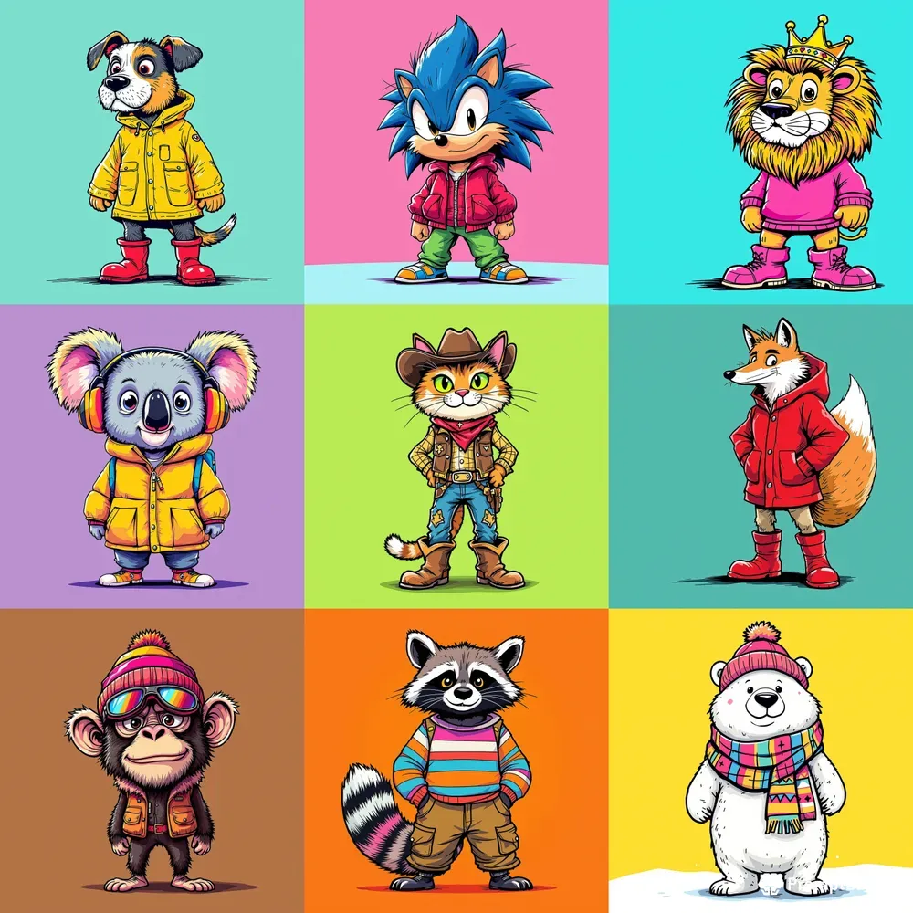 Funny Urban Cartoon Animal Characters