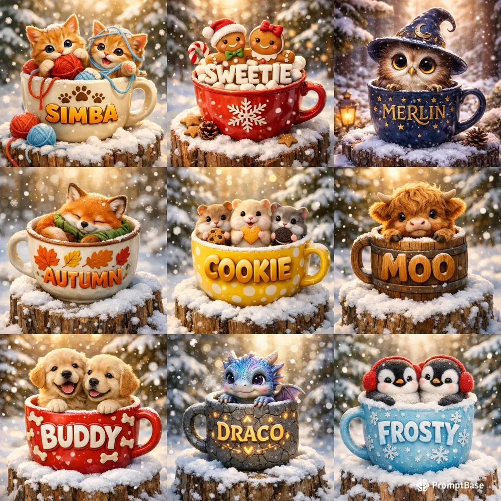 3D Cute Animals In Custom Mugs